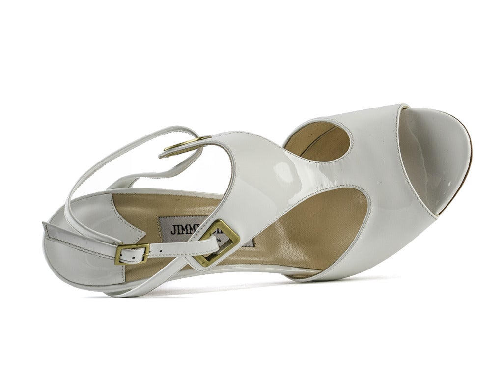 Jimmy Choo 'Elle' White Patent Leather Sandals 1