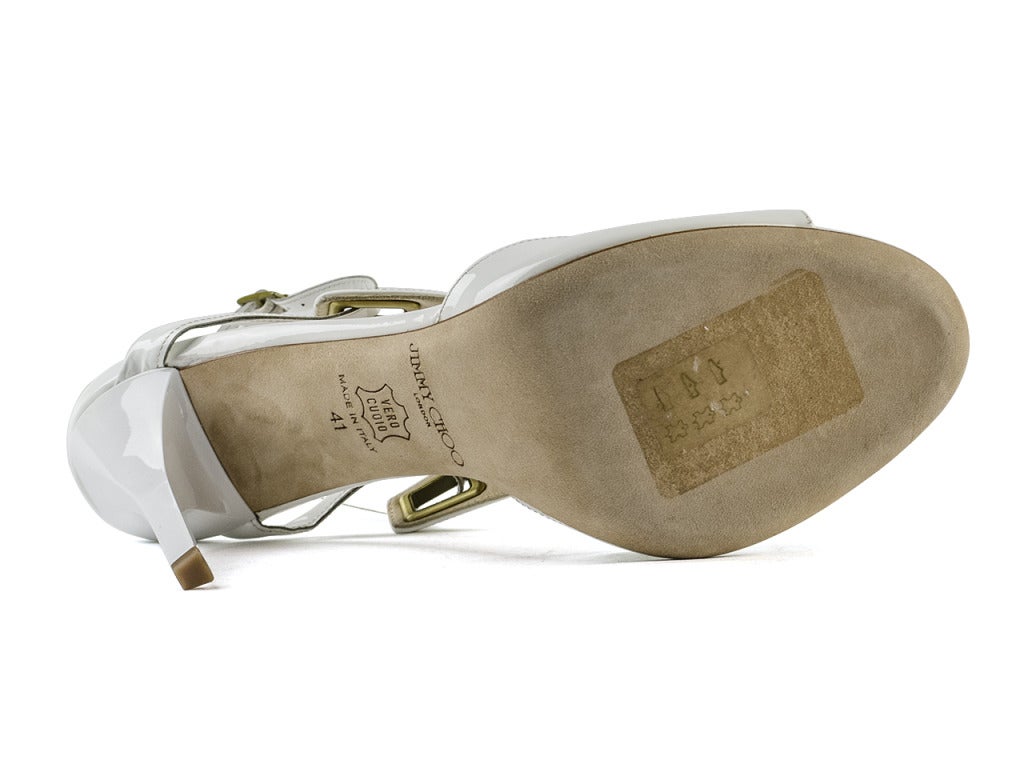 Jimmy Choo 'Elle' White Patent Leather Sandals 2