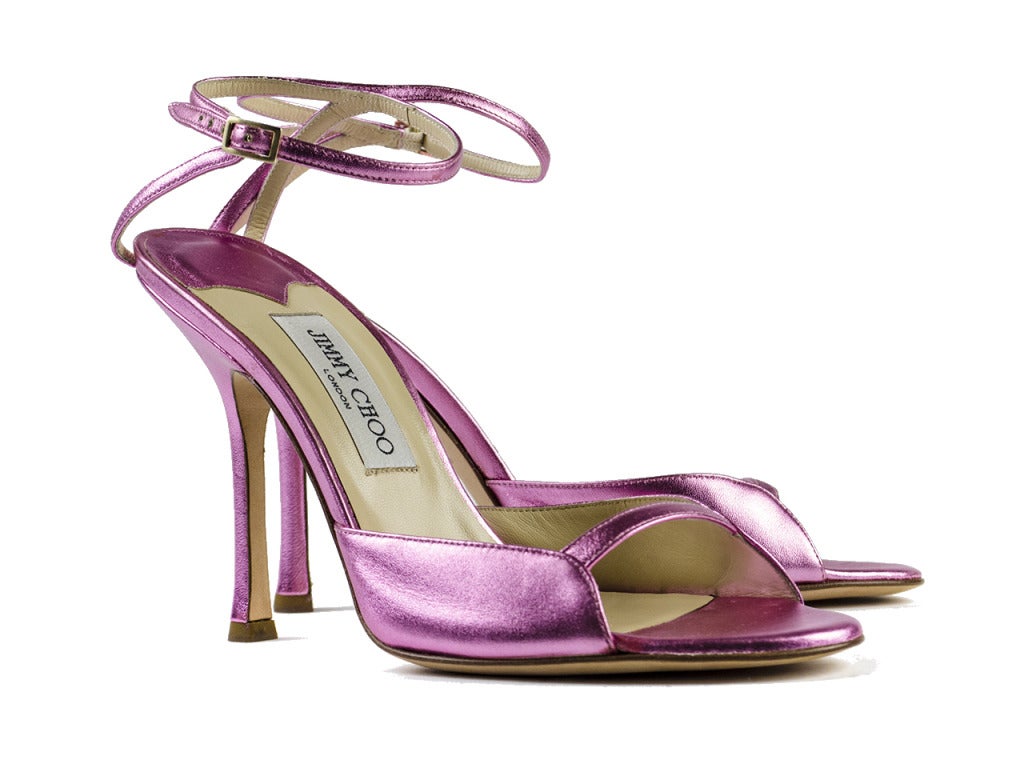 Jimmy Choo Candy Pink Metallic Strappy Sandals