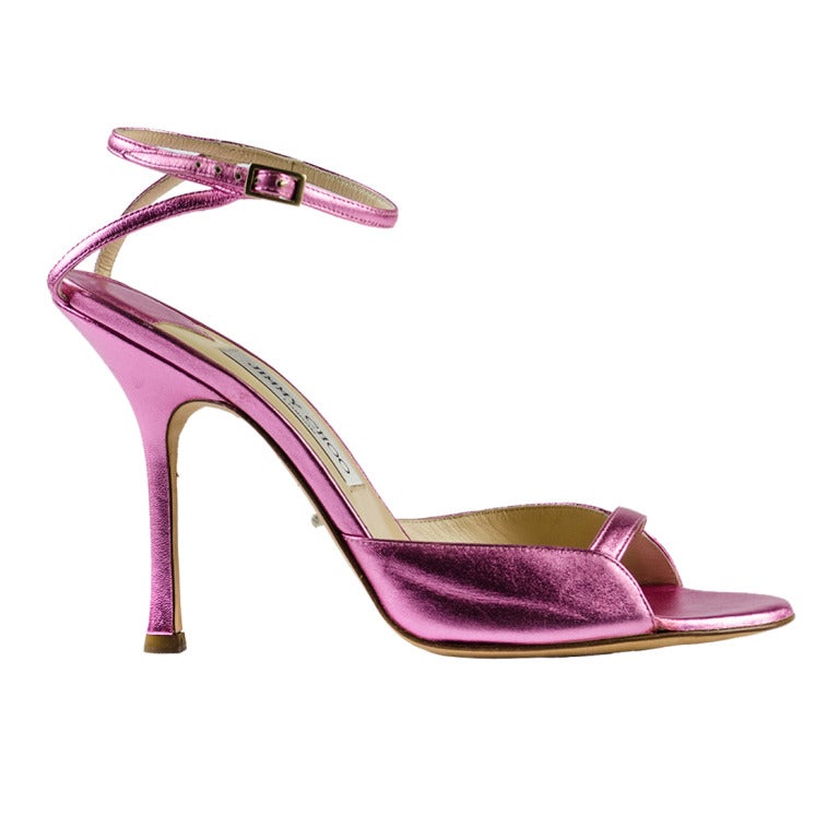 Jimmy Choo Candy Pink Metallic Strappy Sandals at 1stDibs