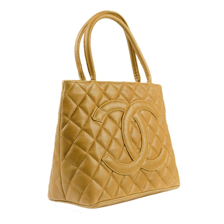 Chanel Metallic Champagne Leather Medallion Tote Bag with Gold, Lot #18014