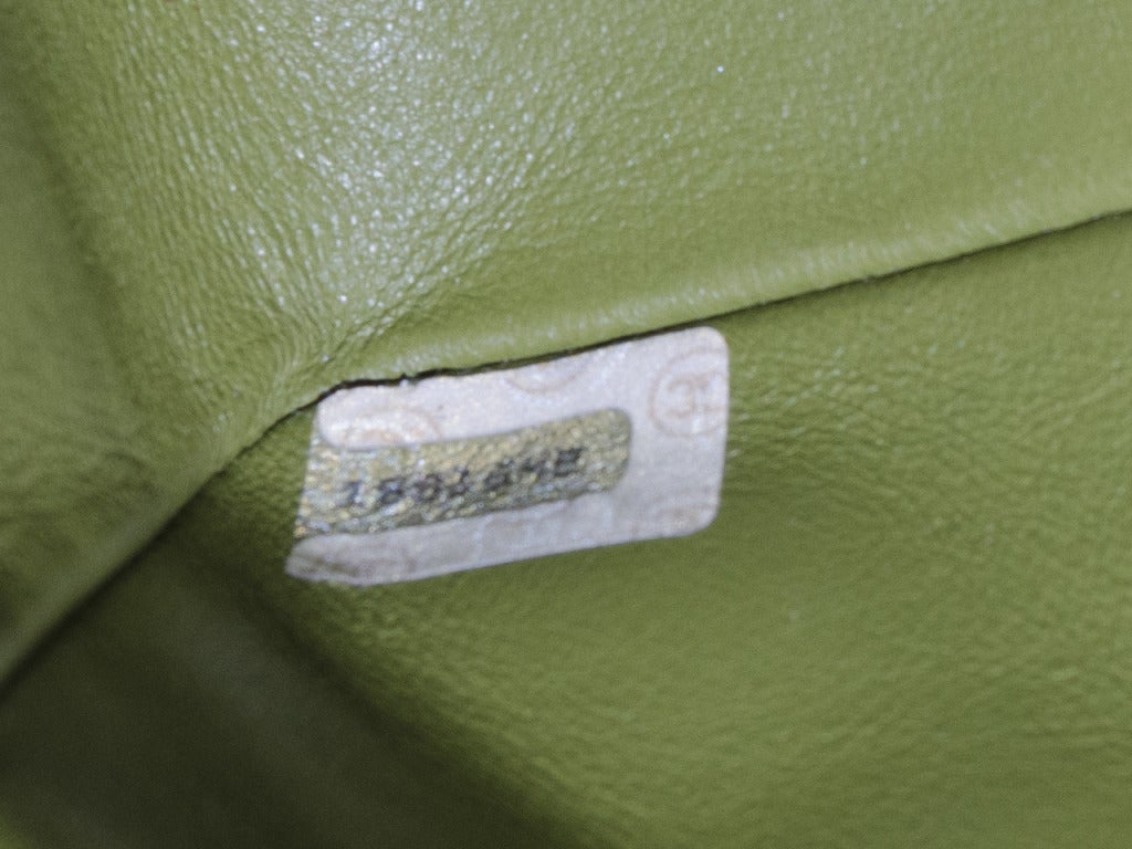 Women's Chanel Green Suede Flap Bag For Sale