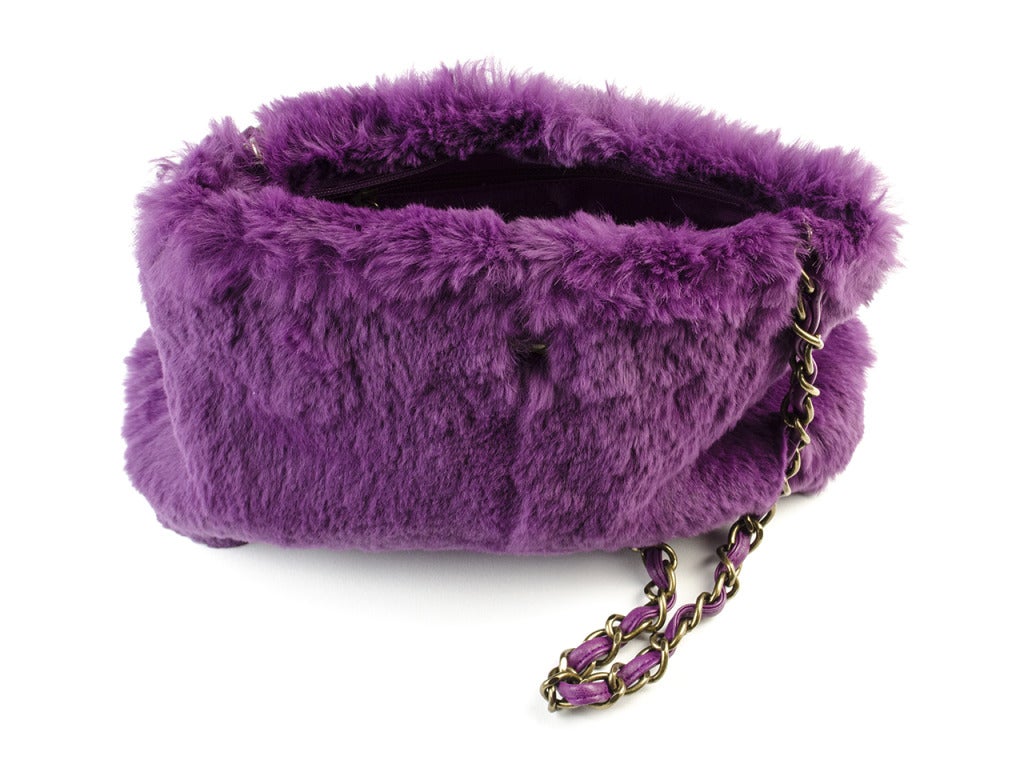 purple fur purse