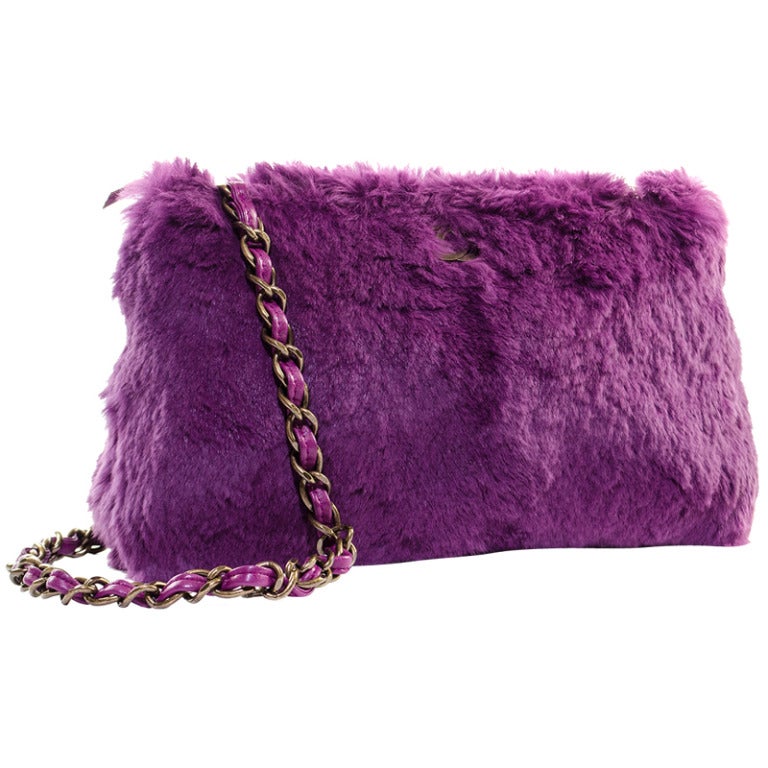 Chanel Purple Fur Bag For Sale