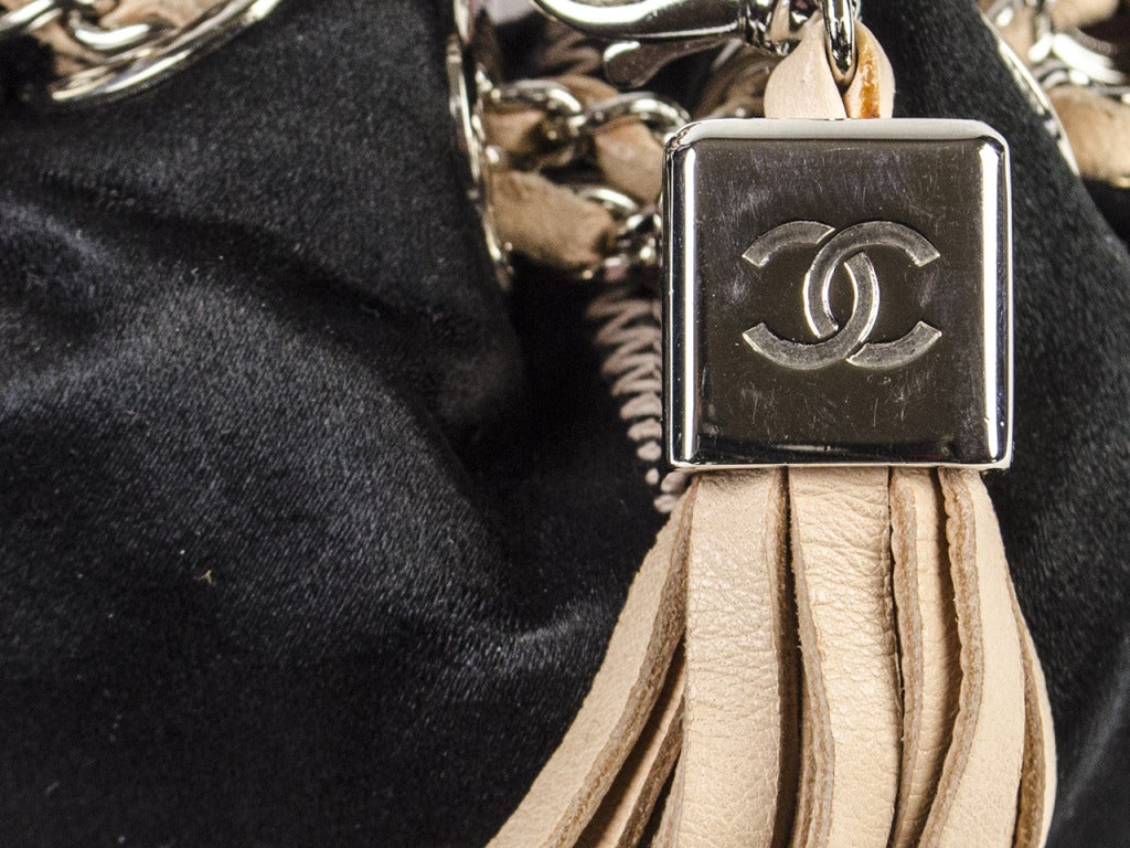 Chanel Satin Wristlet Bag In Excellent Condition For Sale In San Diego, CA