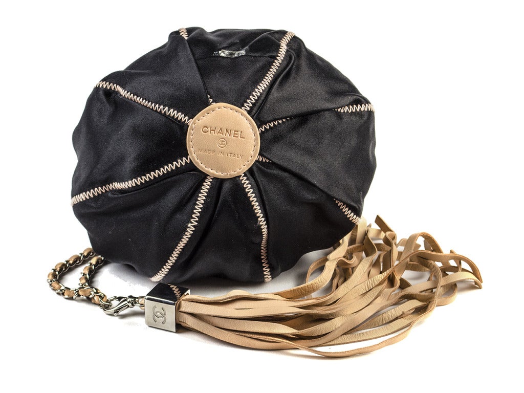 Chanel Satin Wristlet Bag For Sale 2