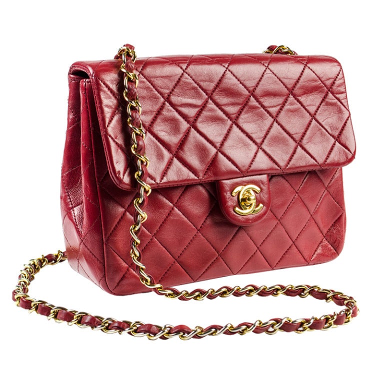 Chanel Vintage Red Flap Bag For Sale