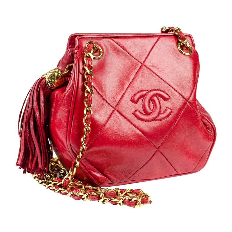 Chanel Vintage Red Shoulder Bag at 1stdibs