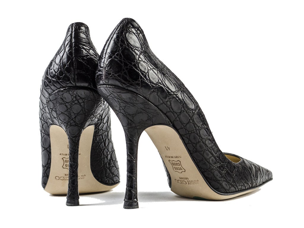 Women's Jimmy Choo 'Eros' Crocodile Black Heels For Sale