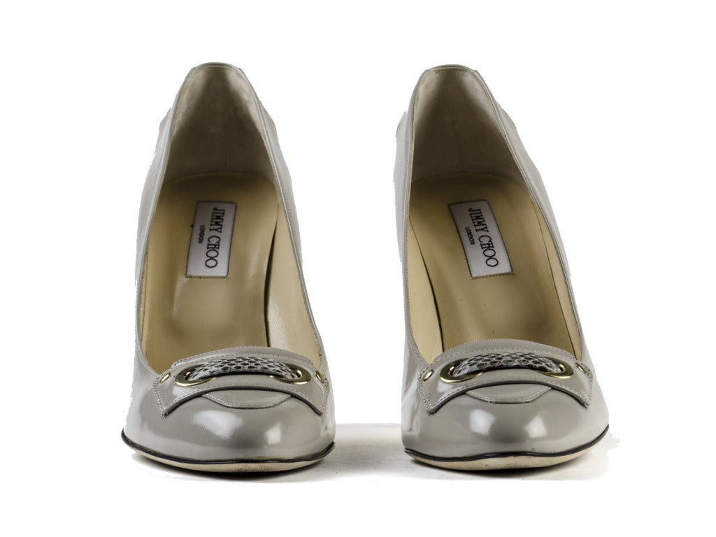 Jimmy Choo 'Seattle' Grey Loafer Pumps In Excellent Condition In San Diego, CA