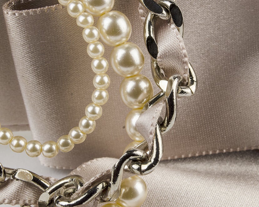 Chanel Satin Bow Pearl Chain Belt
