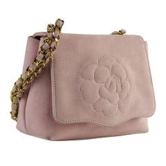 Vintage Chanel Camellia Pink Suede Bag