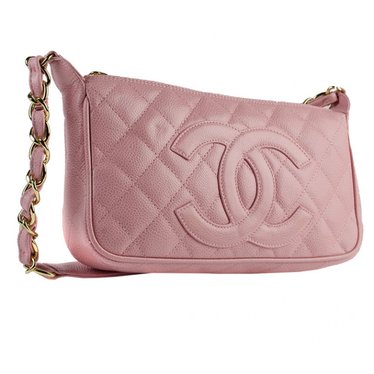 Chanel Caviar Pink Pochette Bag For Sale at 1stDibs