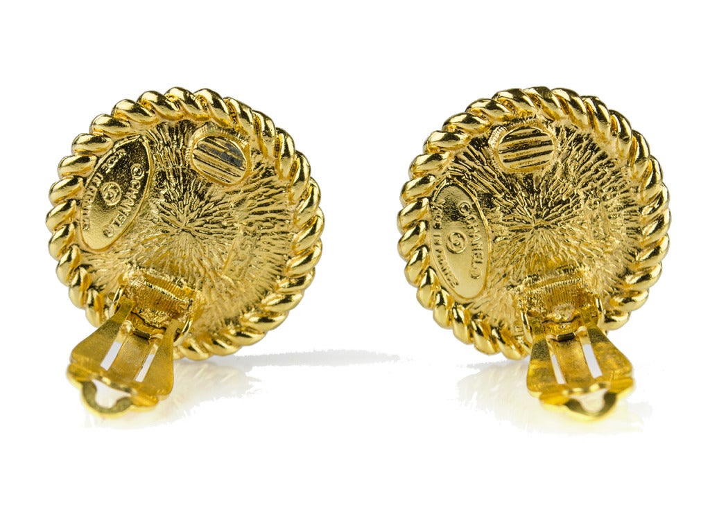 Chanel Vintage Black Button Earrings