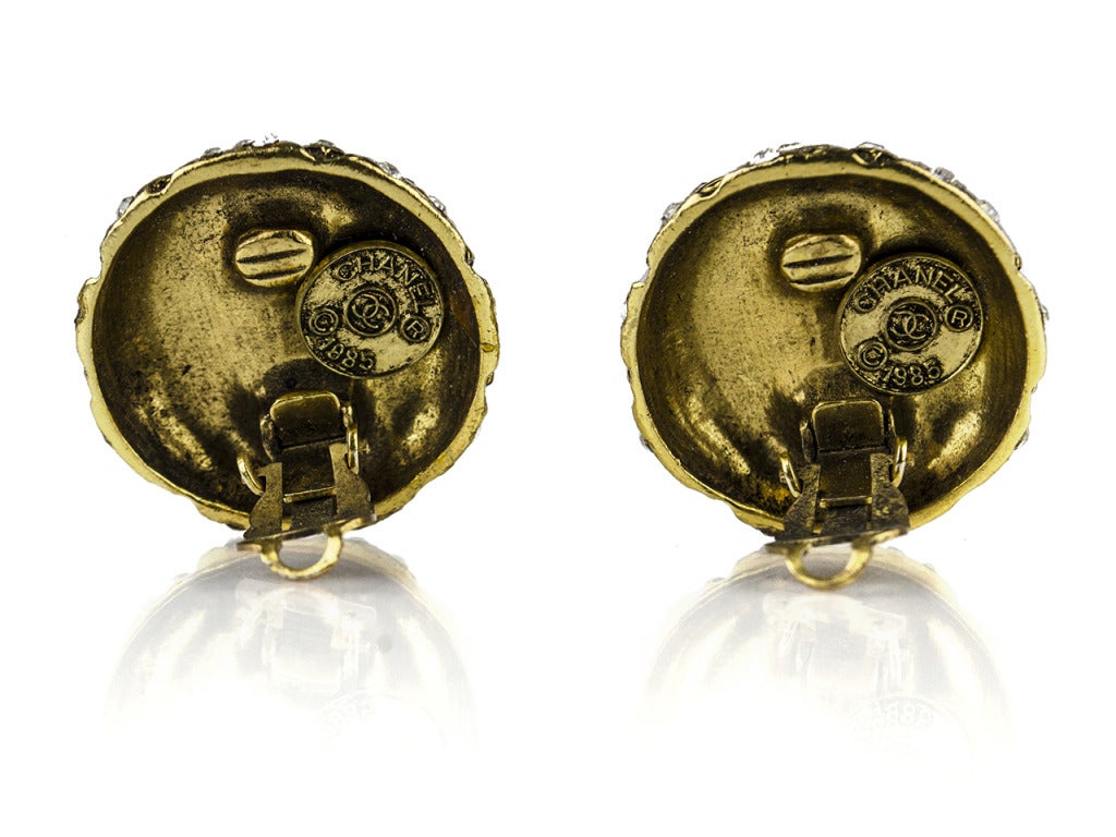 Chanel Vintage Pearl Rhinestone Earrings