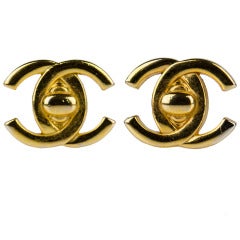 Chanel Interlocking CC Clip-On Earrings