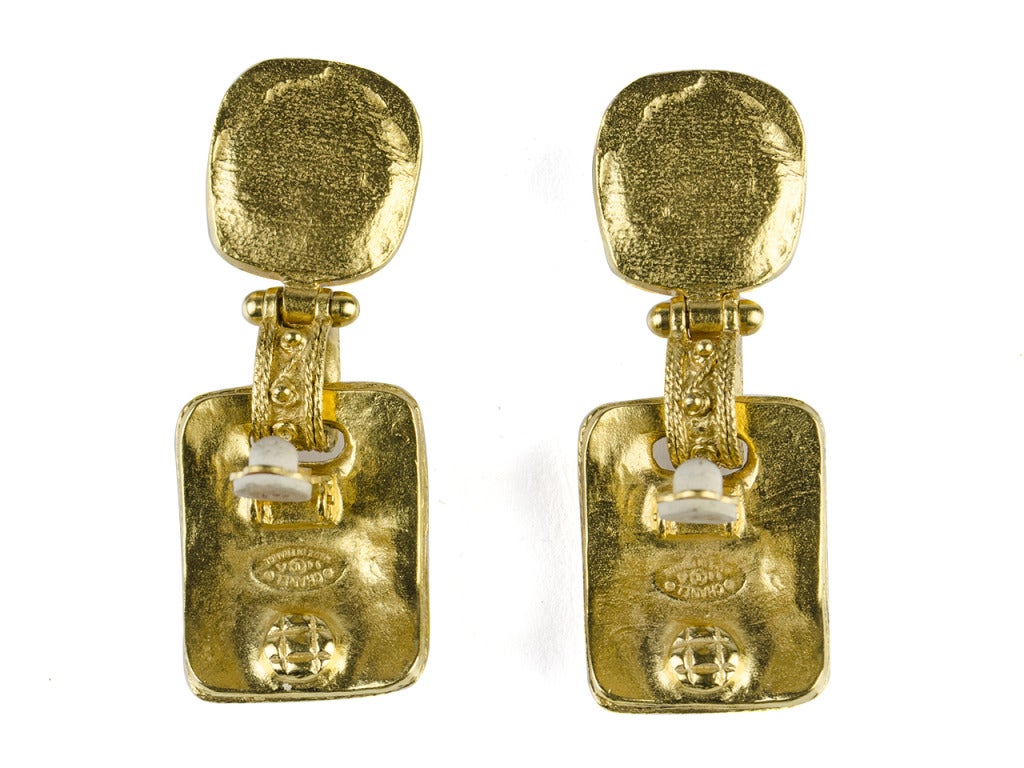 Chanel 94A Vintage Green Glass Earrings