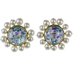 Chanel Season 28 Glass and Pearl Earrings