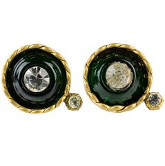 Chanel Vintage 1984 Emerald Earrings