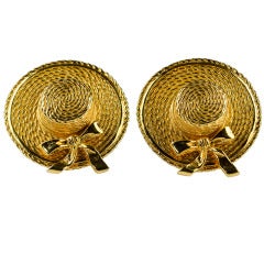 Chanel Vintage Hat Clip-On Earrings