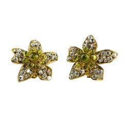 Chanel Vintage Season 29 Rhinestone Floral Earrings