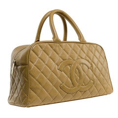 Chanel Beige Caviar Leather Duffle Bag