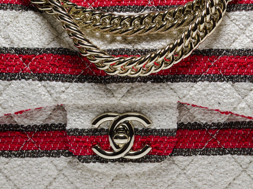 Chanel Tweed Striped Jumbo Flap 1