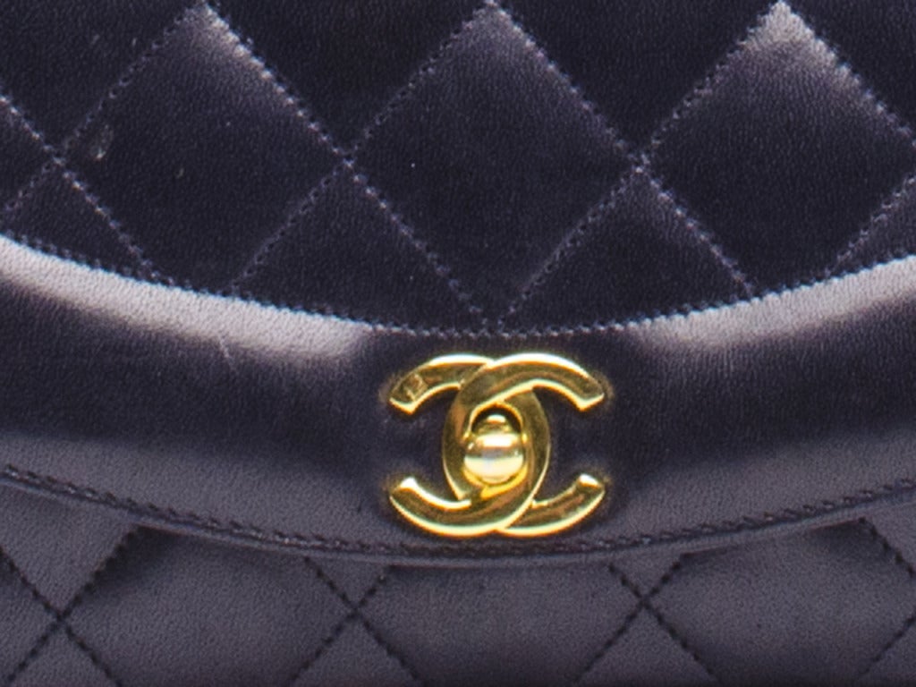 Women's Chanel Navy Blue Lambskin Flap Bag