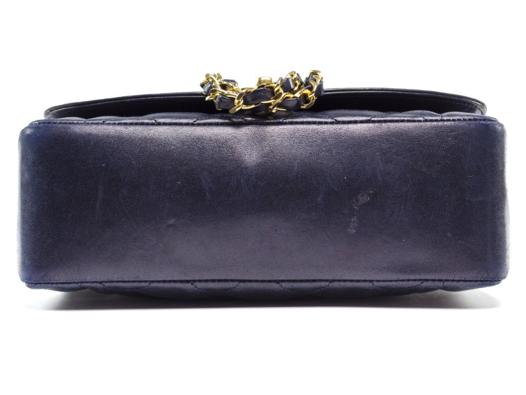 Chanel Navy Blue Lambskin Flap Bag 2