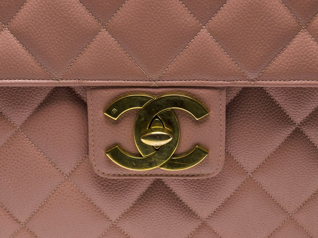 CHANEL Caviar Quilted Medium CC Filigree Vanity Case Pink 410414