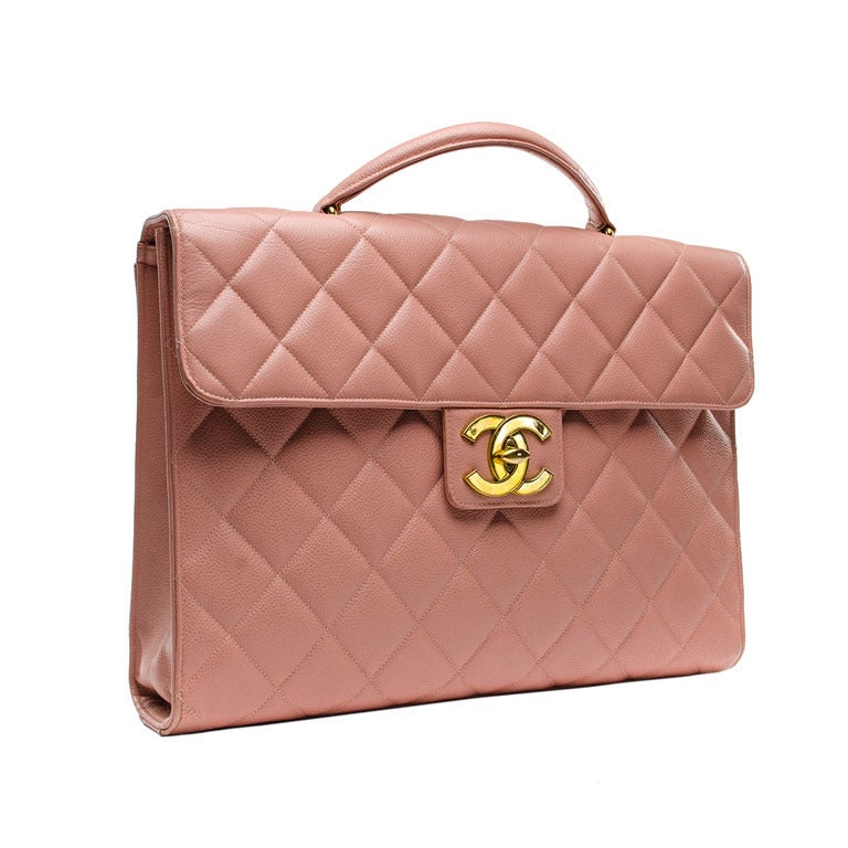 Chanel Light Pink Caviar Briefcase For Sale