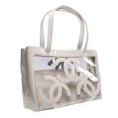 Chanel White Patent Clear Vinyl Tote