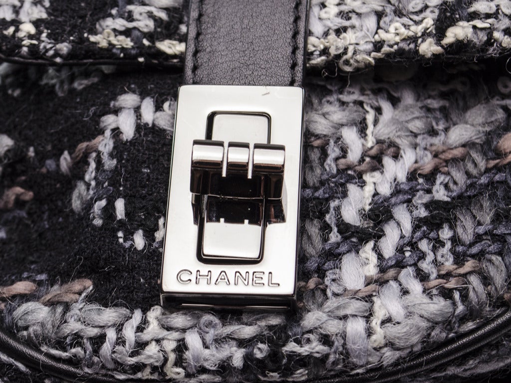 Chanel Tweed Boucle Barrel Flap For Sale 1