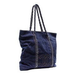 Chanel Denim Logo Tote Bag