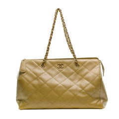 Chanel Vintage Olive Green Caviar Tote