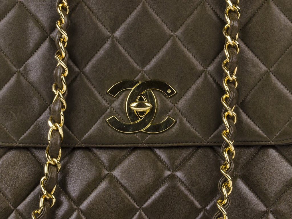 Chanel Vintage Brown Lambskin Leather Flap