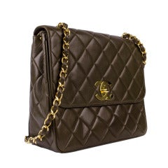 Chanel Vintage Brown Lambskin Leather Flap