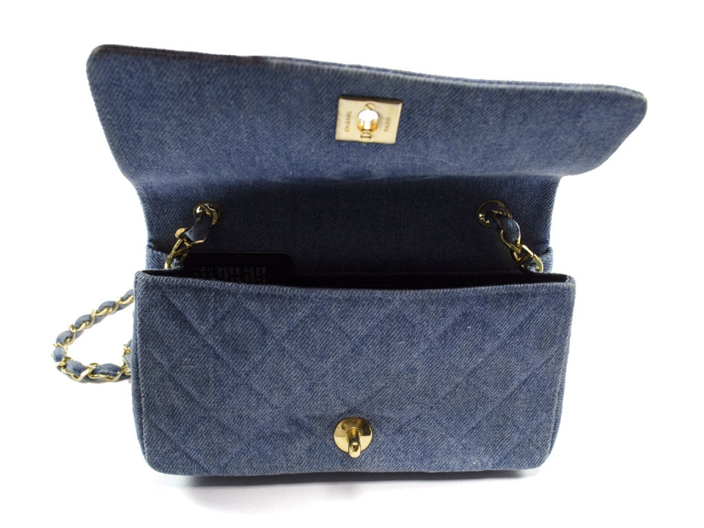 Chanel Denim Mini Flap Crossbody Bag In Excellent Condition For Sale In San Diego, CA