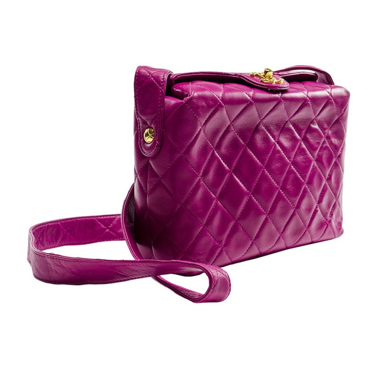 Chanel Vintage Pink Lambskin Shoulder Bag For Sale