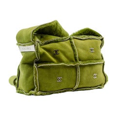 Chanel Green Suede CC Shoulder Bag