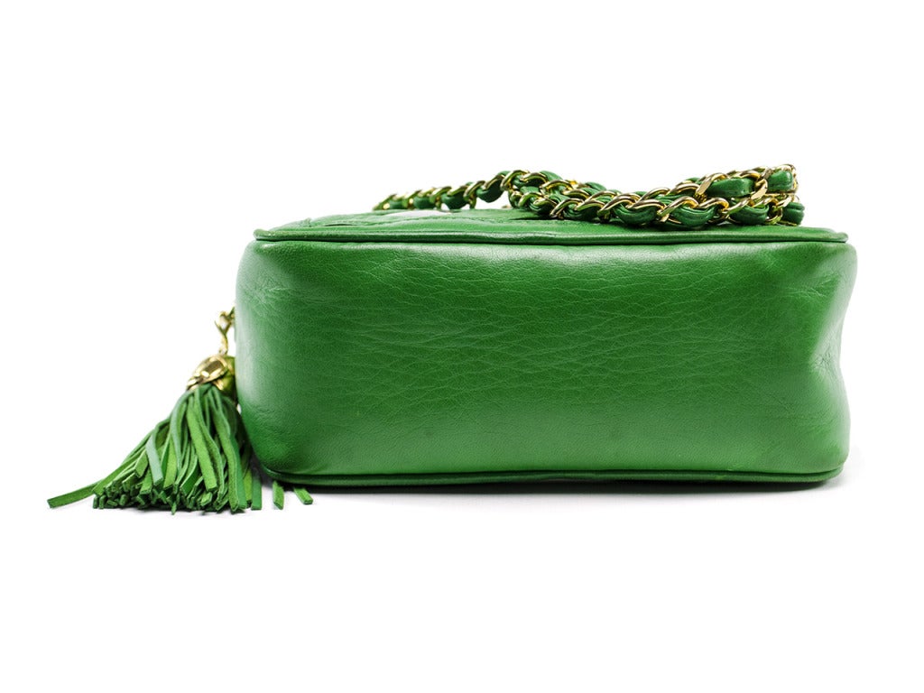 Women's Chanel Vintage Green Lambskin Leather & Clear Camera Bag