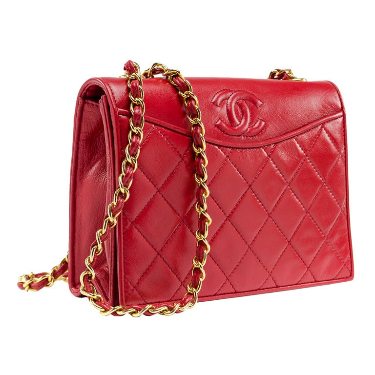 Chanel Vintage Lambskin Flap Shoulder Bag For Sale