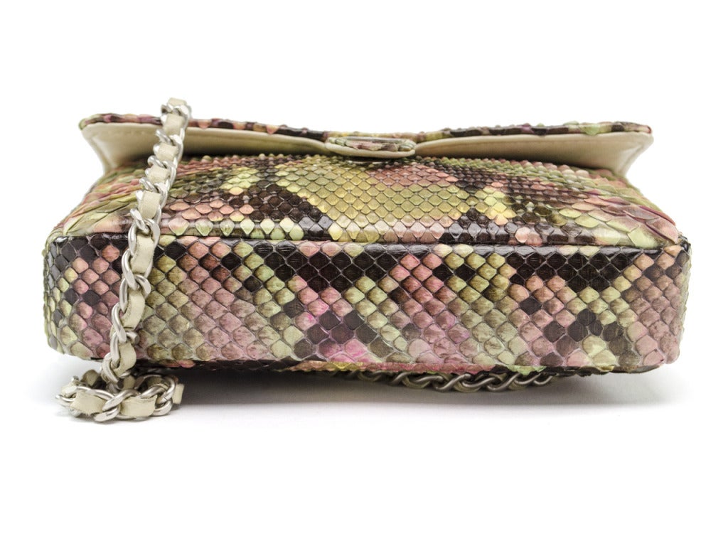 Chanel Python Mini Flap Coin Purse In Excellent Condition In San Diego, CA