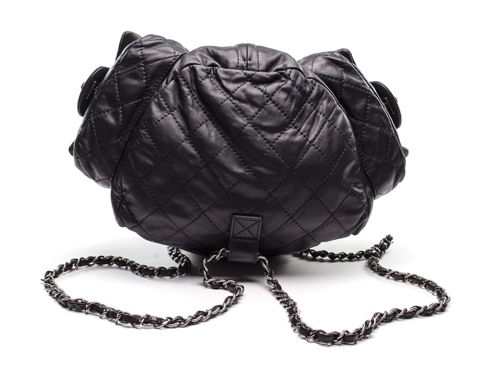Women's Chanel 2013 Black Lambskin Triangle Backpack