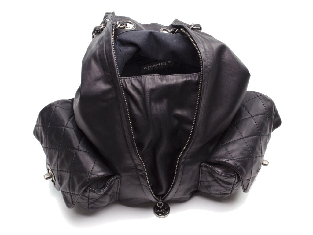 Chanel 2013 Black Lambskin Triangle Backpack 2