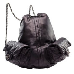 Chanel 2013 Black Lambskin Triangle Backpack
