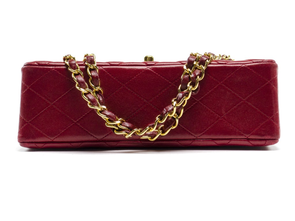 Chanel Vintage Red Lambskin Medium Double Flap 2