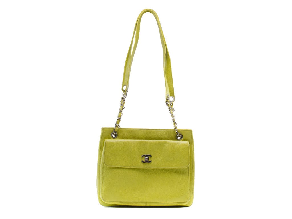 Chanel Vintage Yellow Caviar Tote