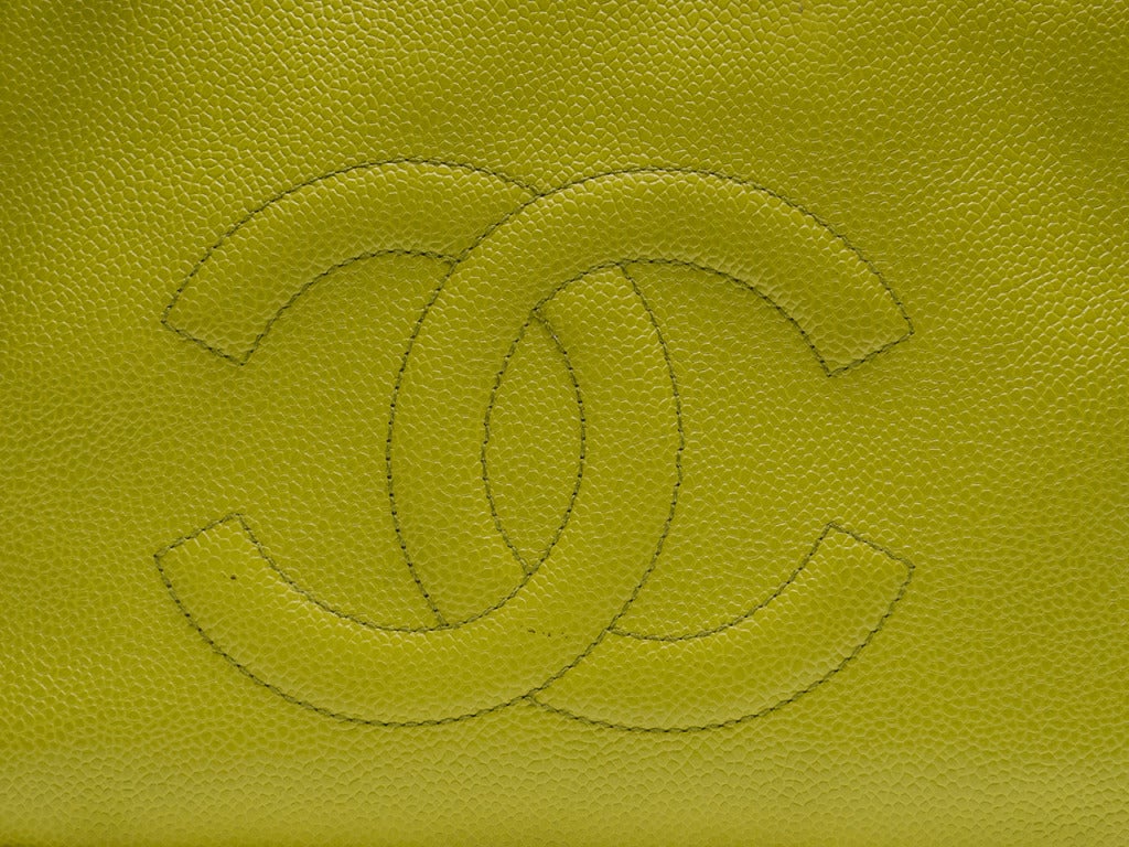 Women's Chanel Vintage Yellow Caviar Tote For Sale