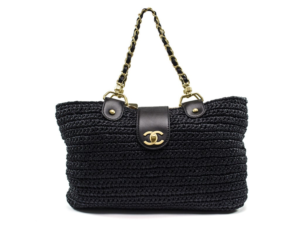 Chanel Straw Tote Bag at 1stDibs